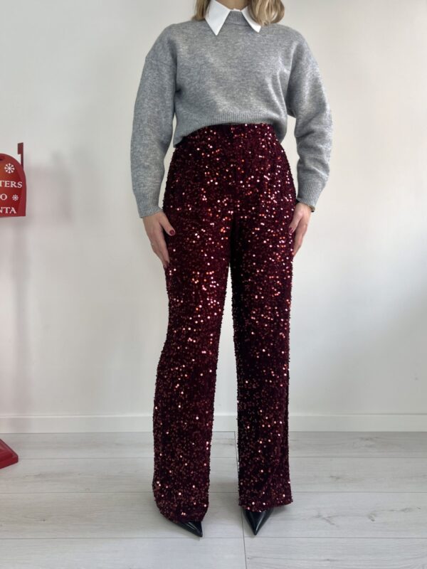 PANTALONE COSMO VELLUTO&PAILLETTES RUBINO