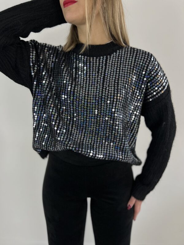 PULL PAILLETTES NERO