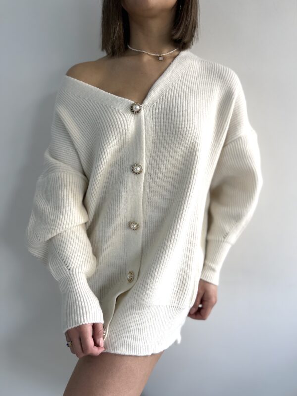 MAXI CARDIGAN PEARL PANNA