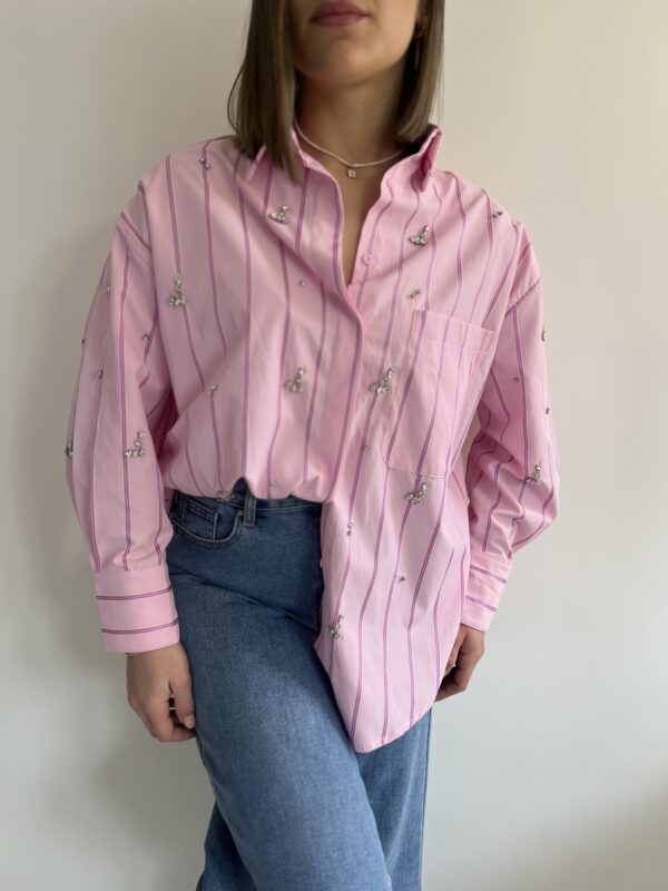 CAMICIA STRIPES ROSA JEWELS