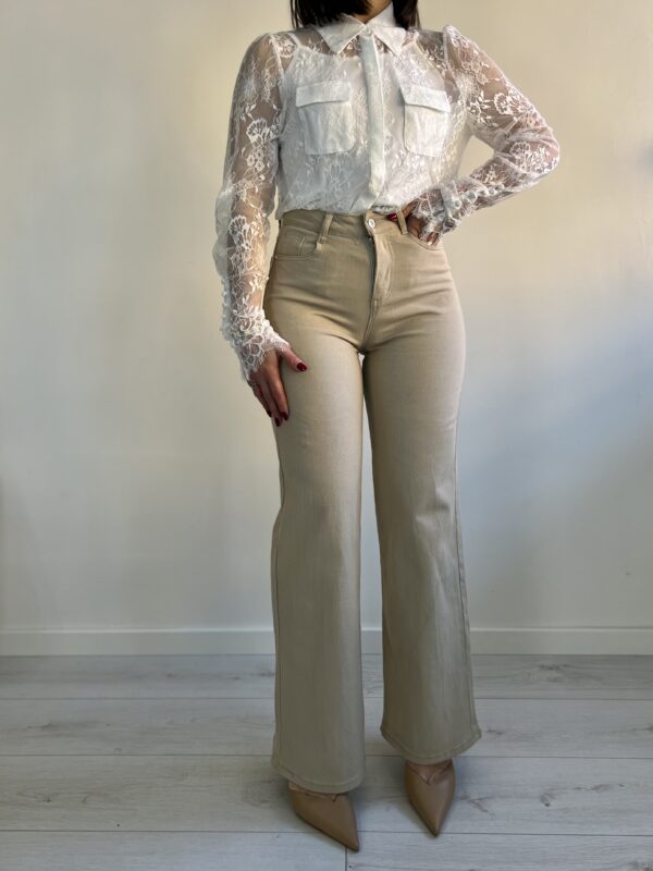 JEANS WIDE LEG BEIGE 8805